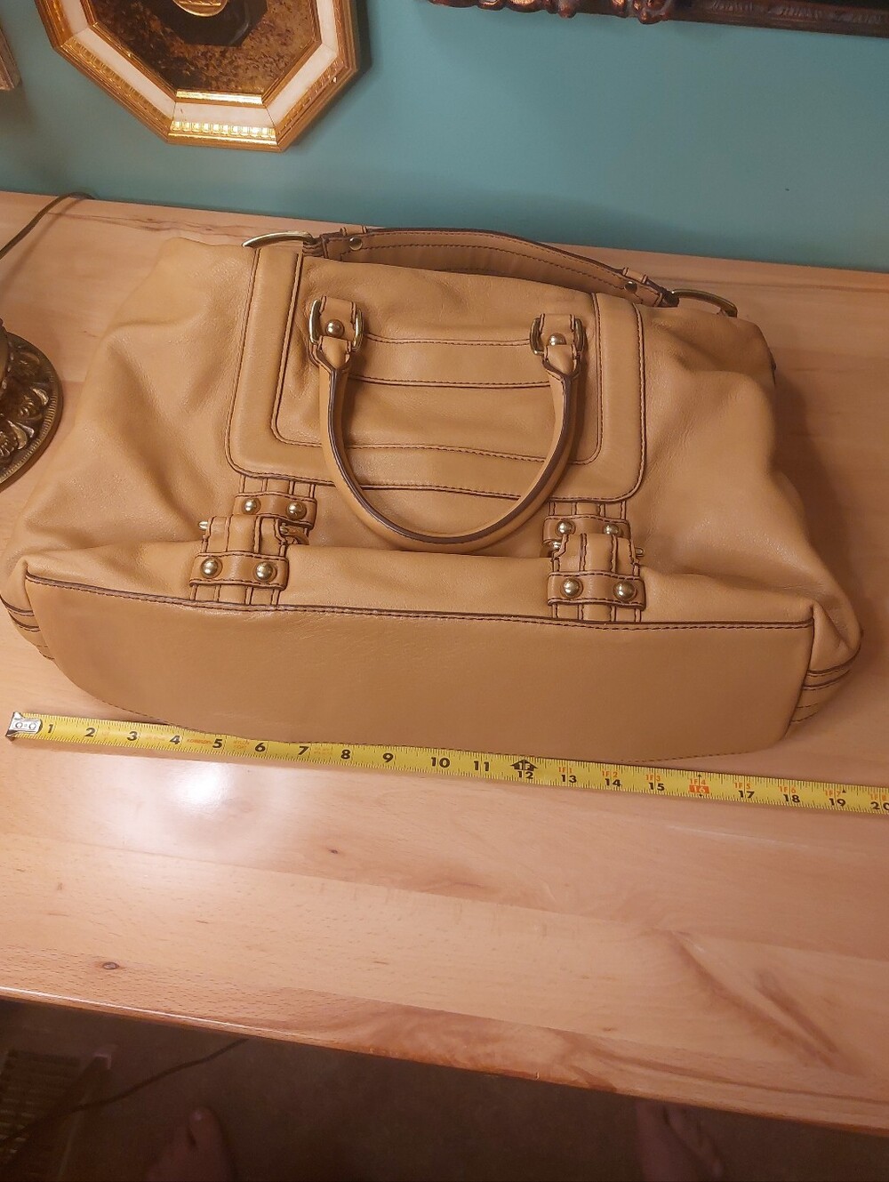 Banana Republic High End Leather Converable Hobo Satchel Camel Color & Brass - Picture 4 of 17